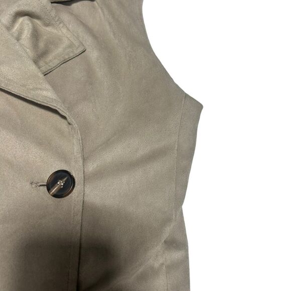 Kendall & Kylie Suede Sleeveless Robe Sweater Soft Tan Long Sweater Vest Belted - Picture 13 of 14